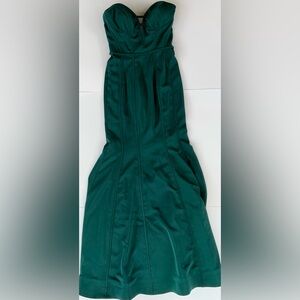La Femme Green Strapless Sweetheart Long Fitted Bodycon Mermaid Gown